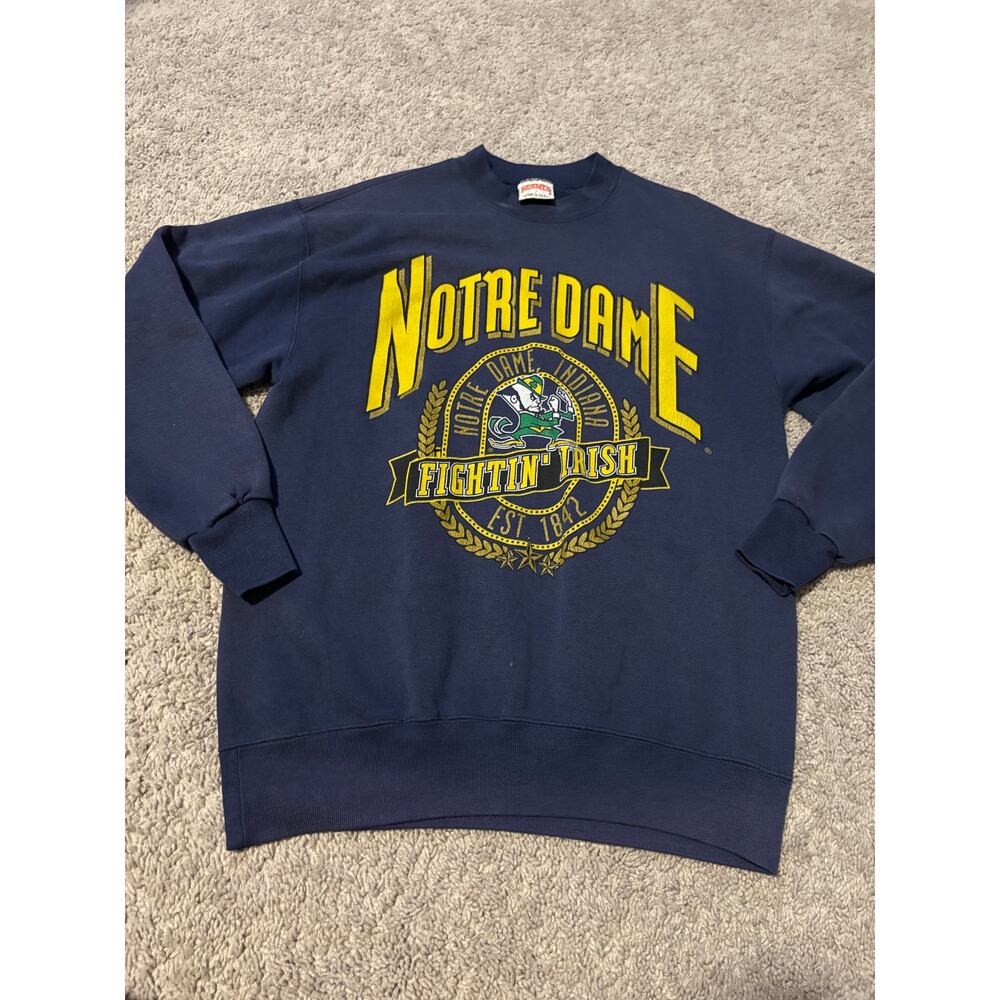 Vintage Rare Blue Nutmeg Notre Dame Fighting Irish Sweatshirt Made in USA 50/50